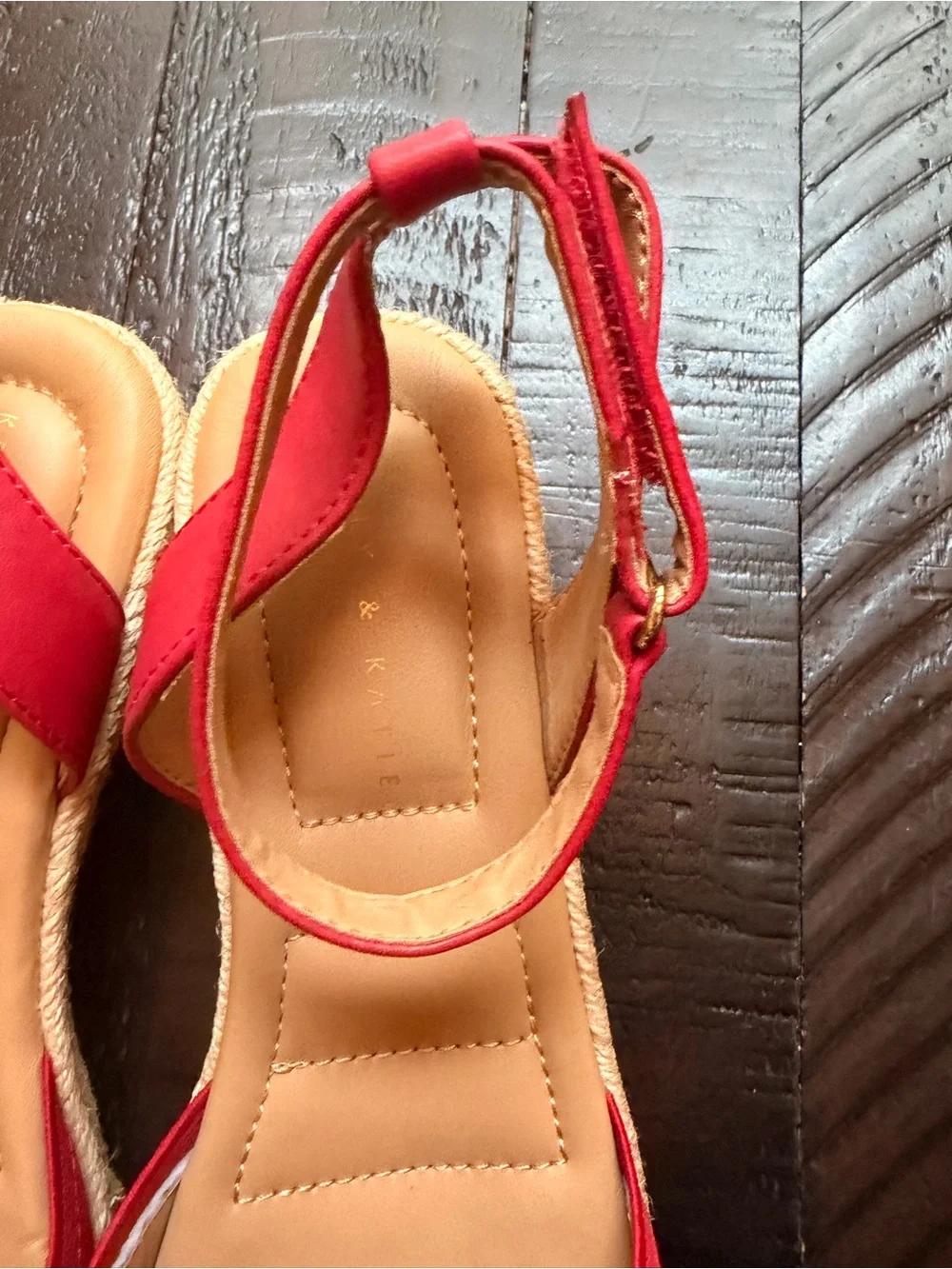 Kelly & Katie Red Ankle-Strap Espadrille Flats